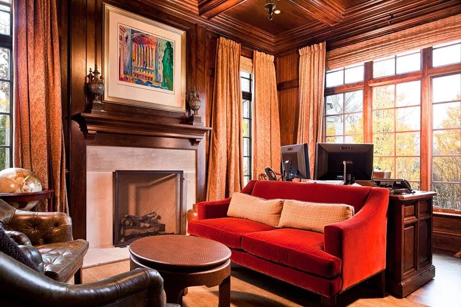 Paneled library in the Greenleaf residence.