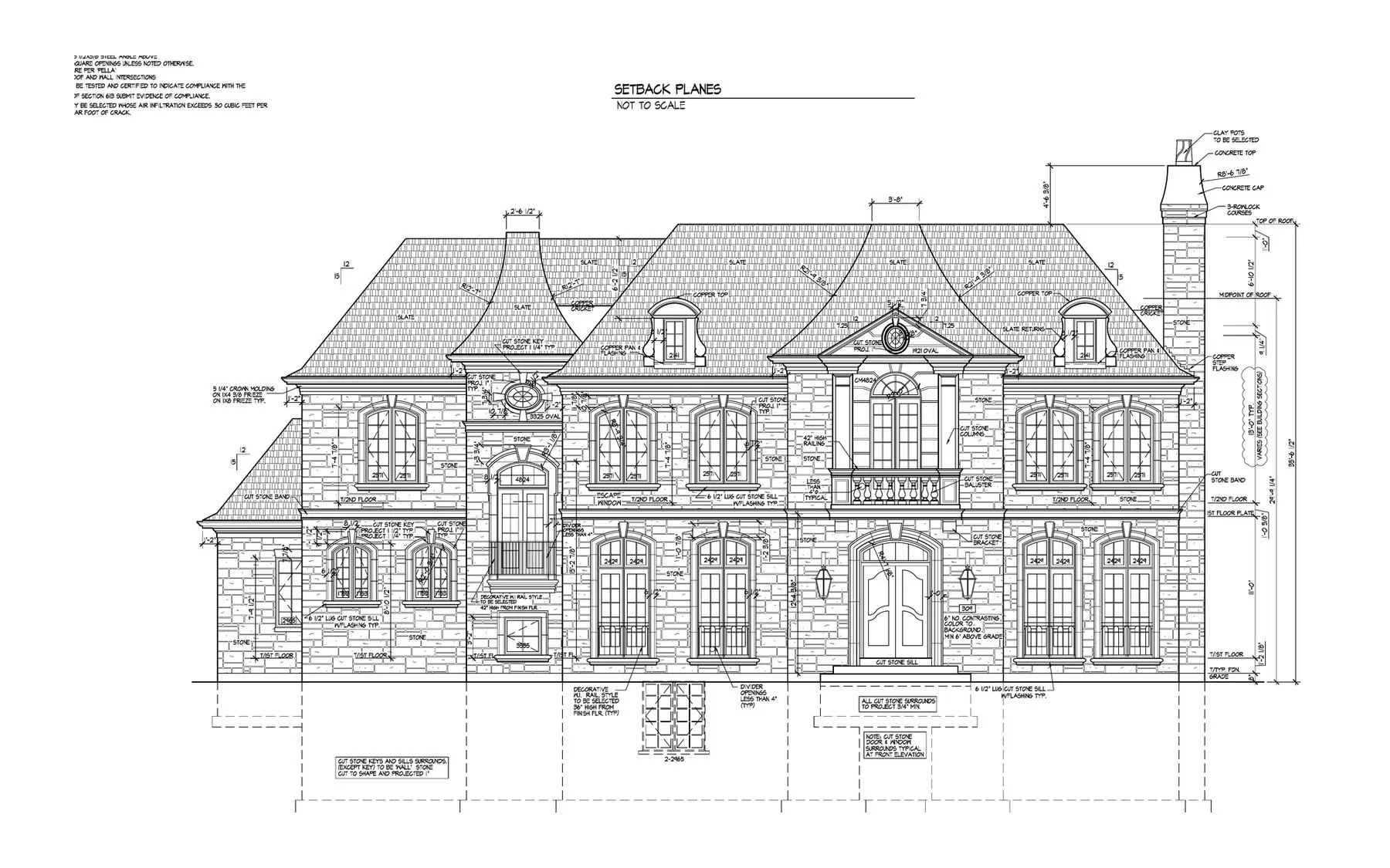 SGE front elevation drawing for the Keystone Residence.